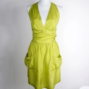 Asos Halter Dress 100% Silk in Green